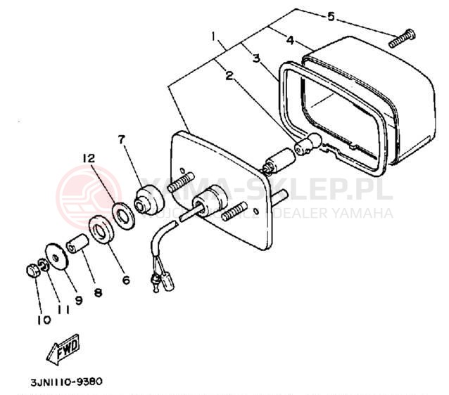 Schemat "lampa tył" do Yamaha PRO-4 PRO HAULER YFU1W