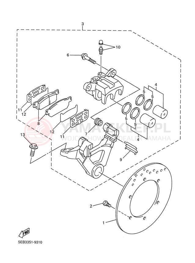 Schemat "Zacisk hamulcowy tylny" do Yamaha R6 YZFR6M/YZFR6MC