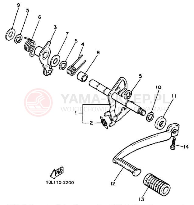 Schemat "Dźwignia zmiany biegów, wałek" do Yamaha MIDNIGHT VIRAGO 750 XV750MK