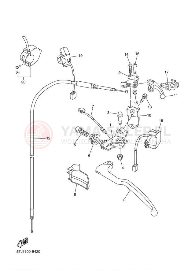 Schemat "Kierownica i osprzęt" do Yamaha WR250F WR250FR