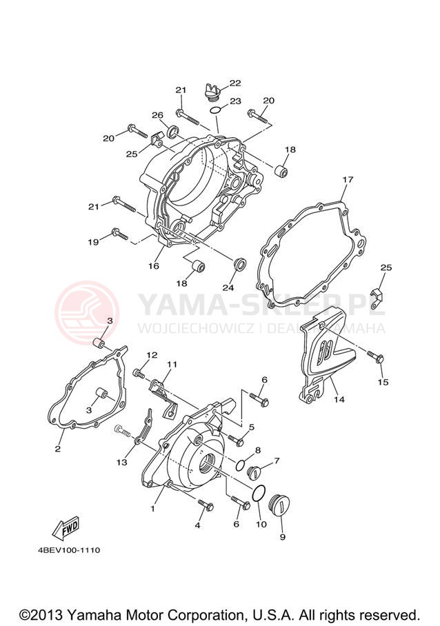 Schemat "Pokrywa silnika" do Yamaha XT225 XT225V/XT225VC