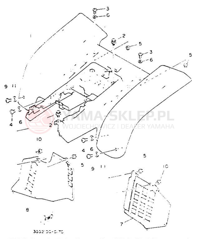 Schemat "Tylny błotnik" do Yamaha BANSHEE YFZ350E