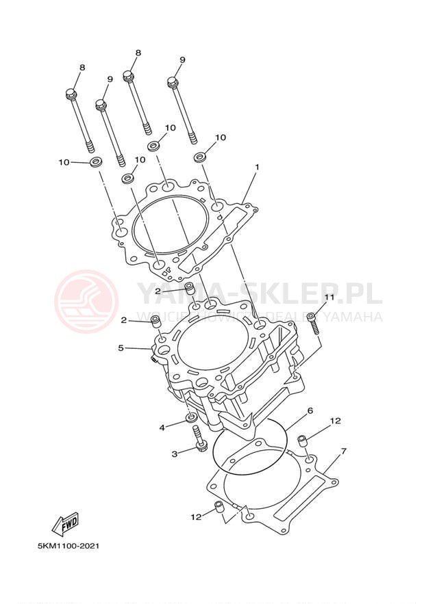 Schemat "cylinder" do Yamaha GRIZZLY 660 YFM66FGW