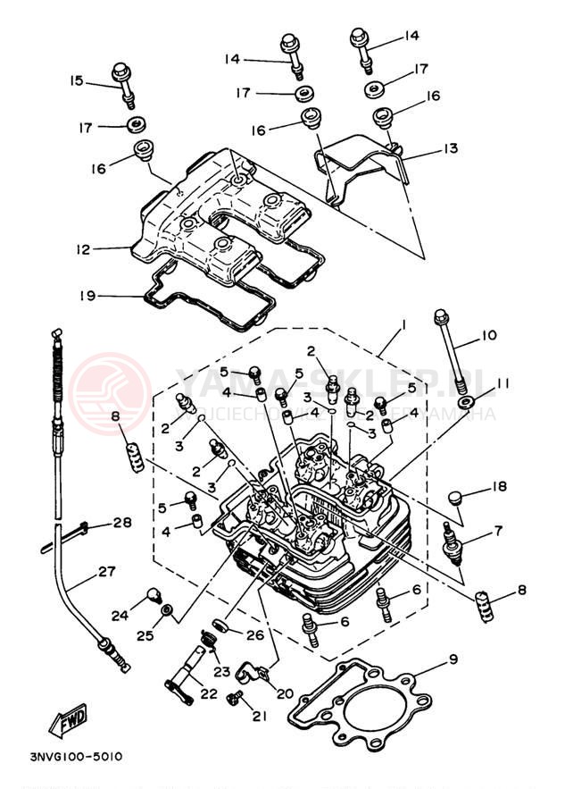 Schemat "głowica" do Yamaha XT350J/XT350JC