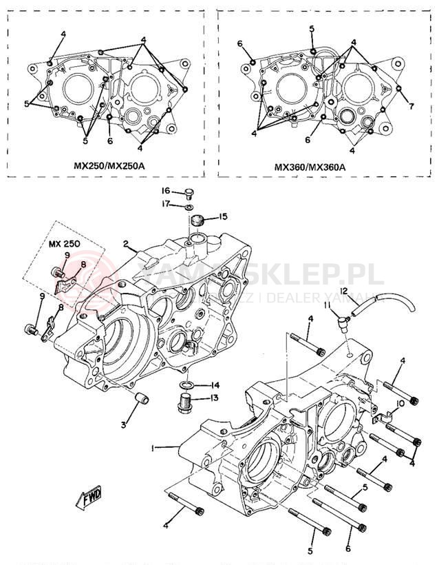 Schemat "Obudowa silnika" do Yamaha MX360A/MX250A