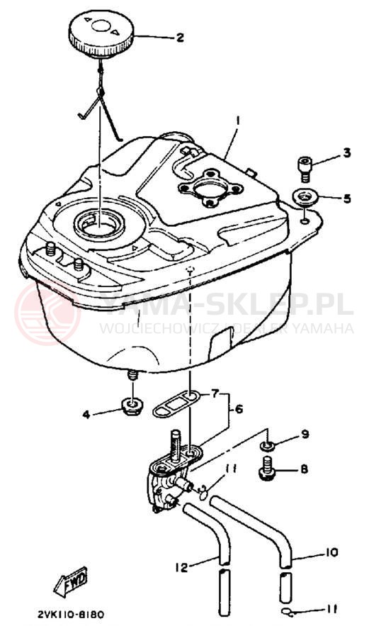 Schemat "zbiornik paliwa" do Yamaha JOG CG50A