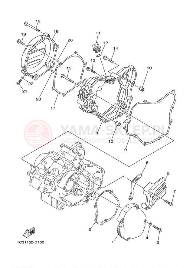 Schemat "Pokrywa silnika" do Yamaha YZ125 YZ125T1