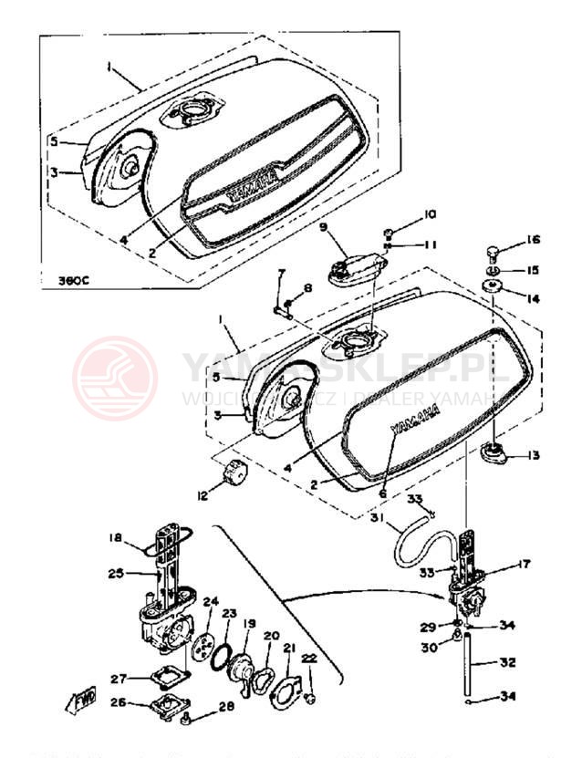 Schemat "zbiornik paliwa" do Yamaha XS360C