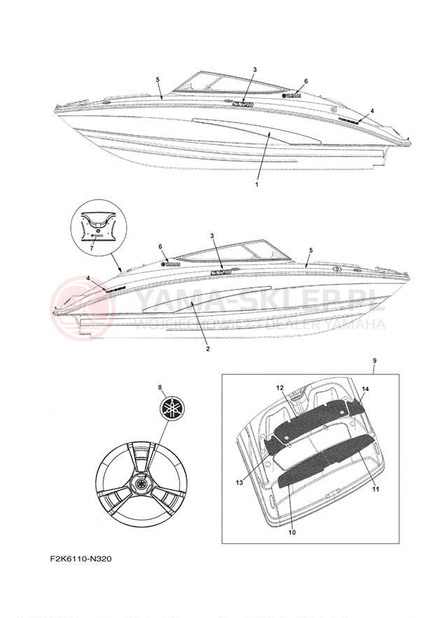 Schemat "naklejki" do Yamaha SX210 LAT1100BN