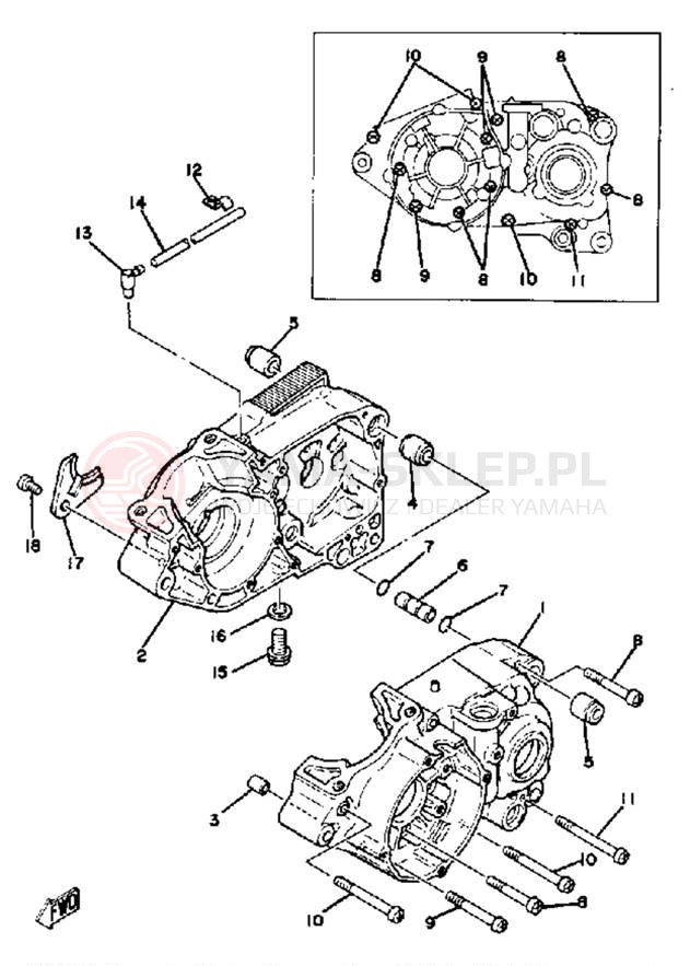 Schemat "Obudowa silnika" do Yamaha YZ100H
