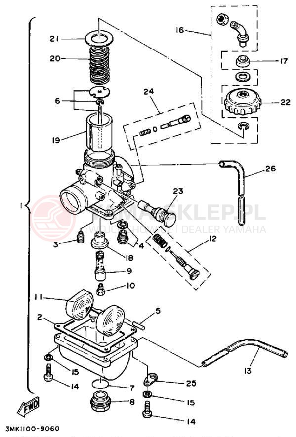 Schemat "Gaźnik" do Yamaha YZ80W