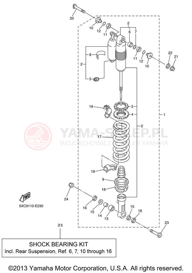 Schemat "zawieszenie tył" do Yamaha YZ250F YZ250FXL/YZ250FXW