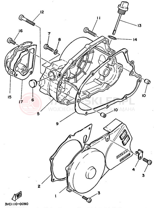 Schemat "Pokrywa silnika" do Yamaha RT180B