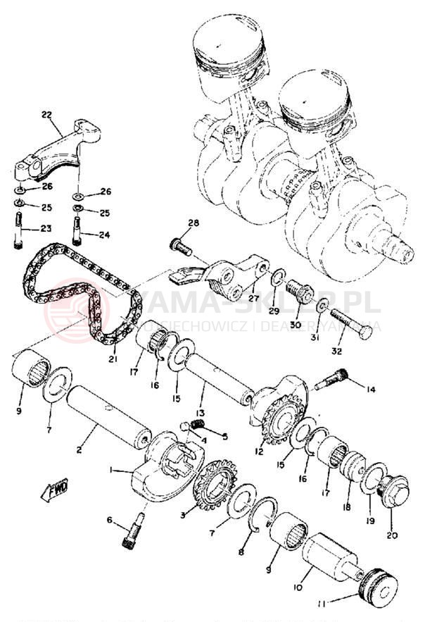 Schemat "wałek wyrównujący" do Yamaha TX750A
