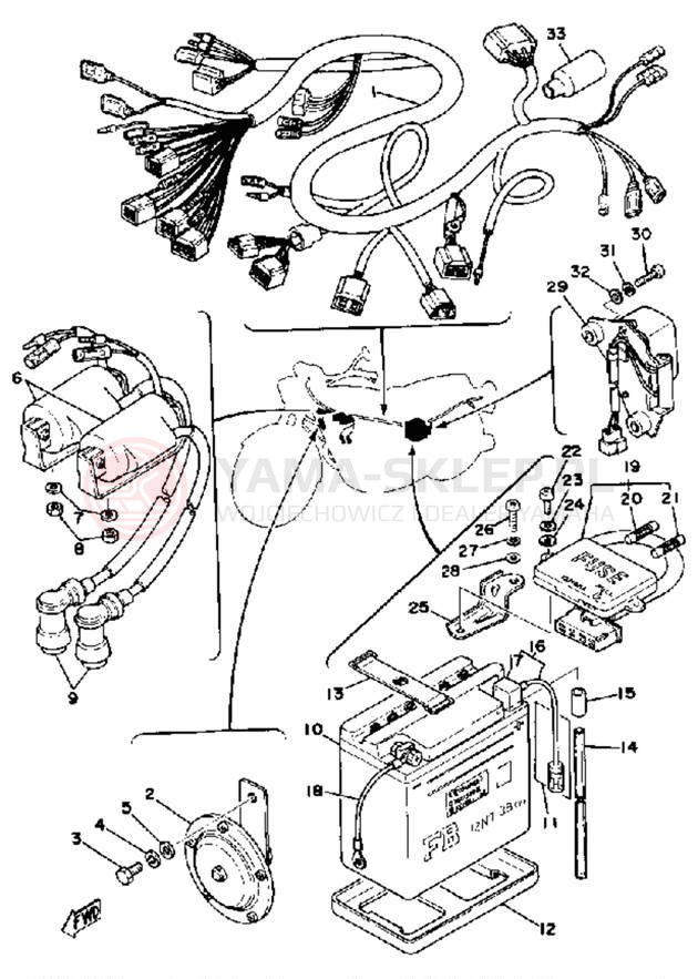 Schemat "układ elektryczny" do Yamaha XS400-2E