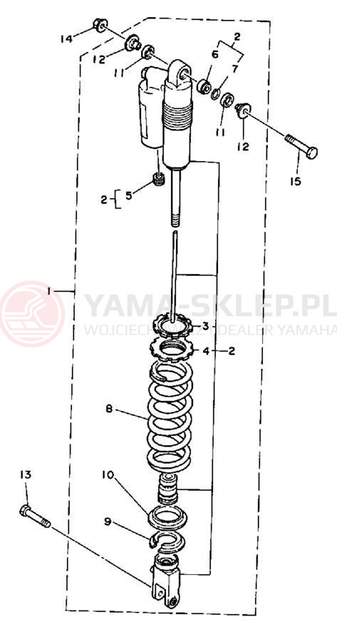 Schemat "zawieszenie tył" do Yamaha WR500ZD