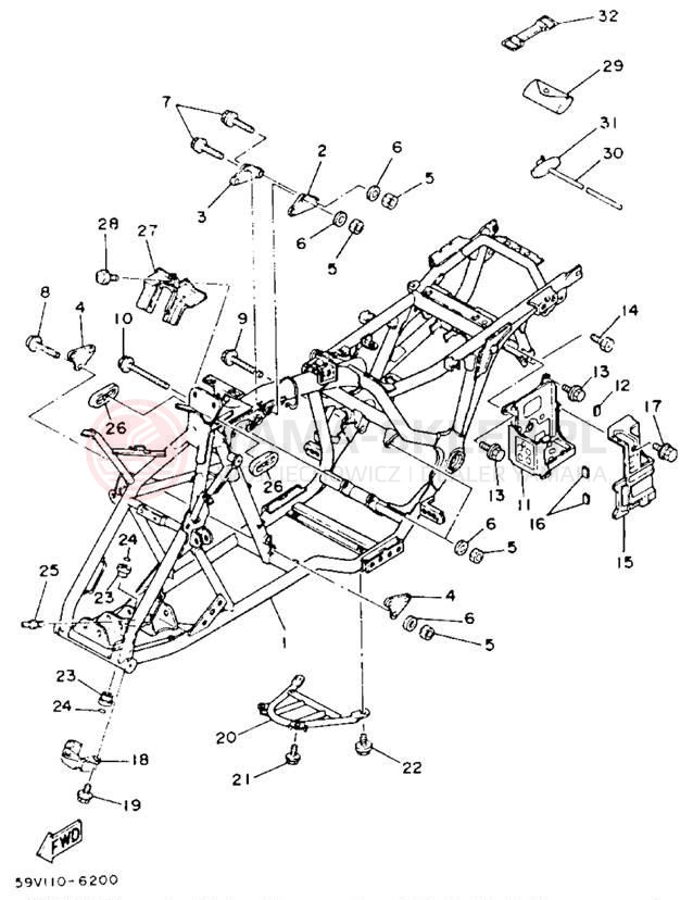 Schemat "rama" do Yamaha MOTO-4 YFM225S