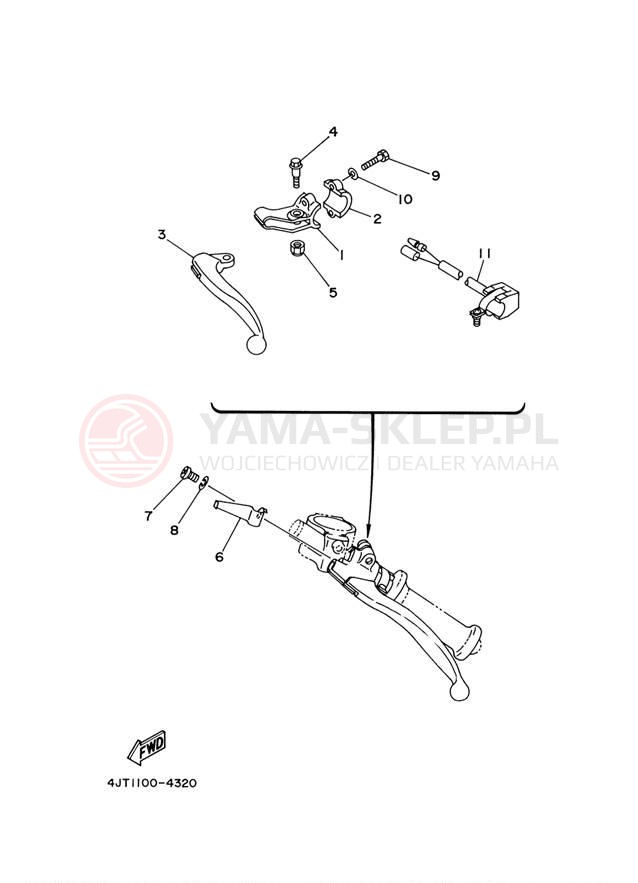 Schemat "Kierownica i osprzęt" do Yamaha TZ125M