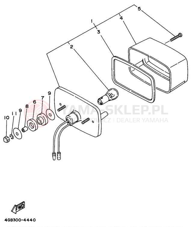 Schemat "lampa tył" do Yamaha KODIAK 4WD YFM400FWH