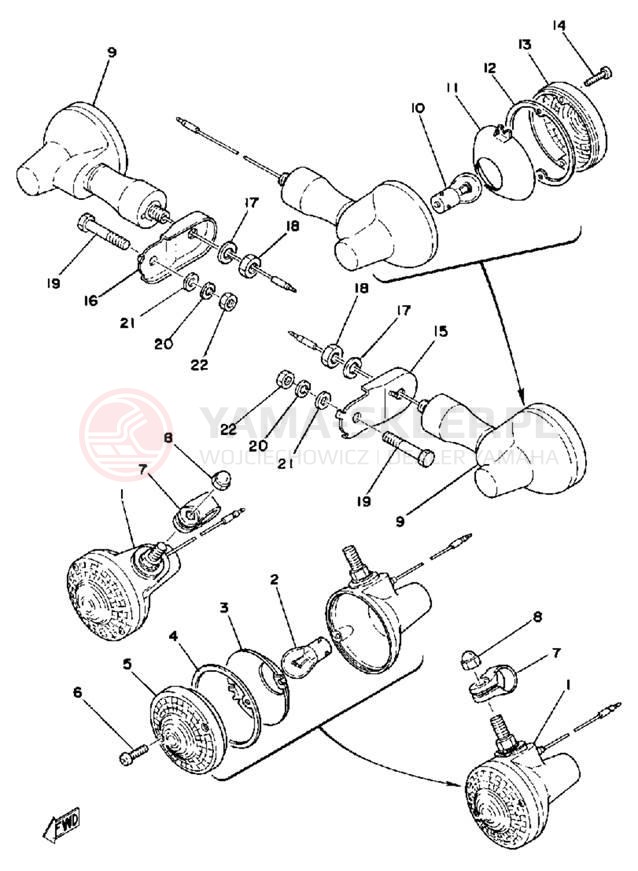 Schemat "kierunkowskazy" do Yamaha DT100D