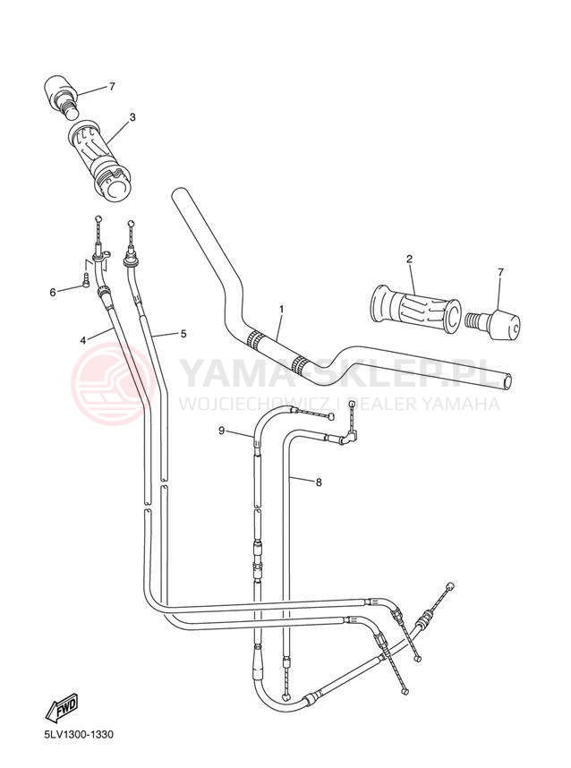 Schemat "Kierownica i osprzęt" do Yamaha FZ1 FZS1000P/FZS1000PC