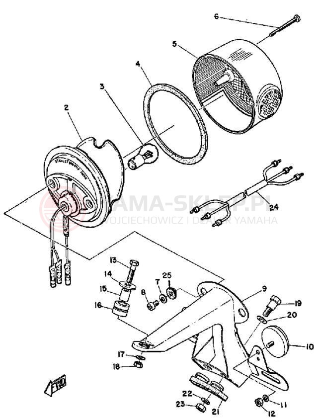 Schemat "Oświetlenie tył" do Yamaha HS1