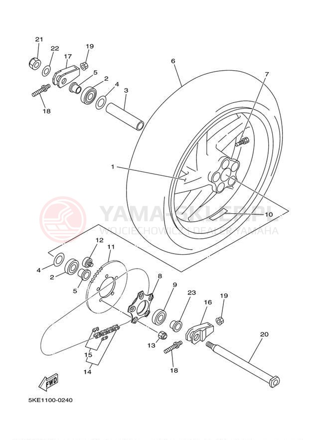 Schemat "Koło tył" do Yamaha TZ250 TZ250M