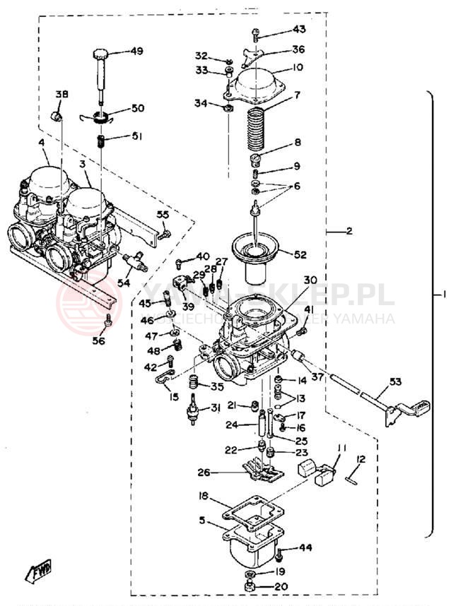 Schemat "Gaźnik" do Yamaha XS850SG