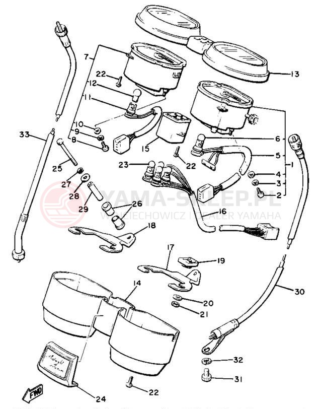 Schemat "Przędkościomierz" do Yamaha XJ650LH