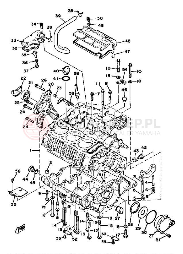 Schemat "Obudowa silnika" do Yamaha XS750SE-31