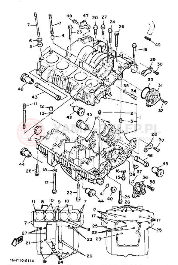 Schemat "Obudowa silnika" do Yamaha MAXIM XJ700S/XJ700SC