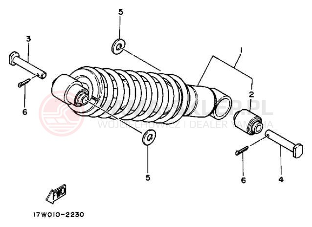 Schemat "zawieszenie tył" do Yamaha DT50LC/DT50A
