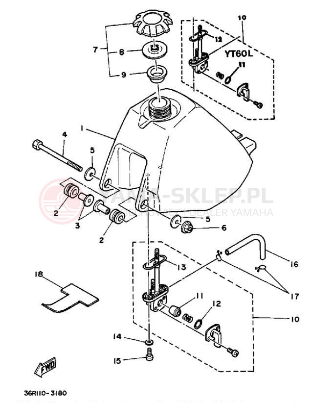 Schemat "zbiornik paliwa" do Yamaha YT60N