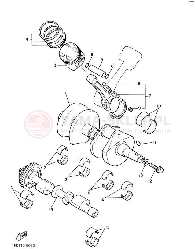 Schemat "Wał korbowy, tłok" do Yamaha V-MAX 1200 VMX12LC/VMX12L