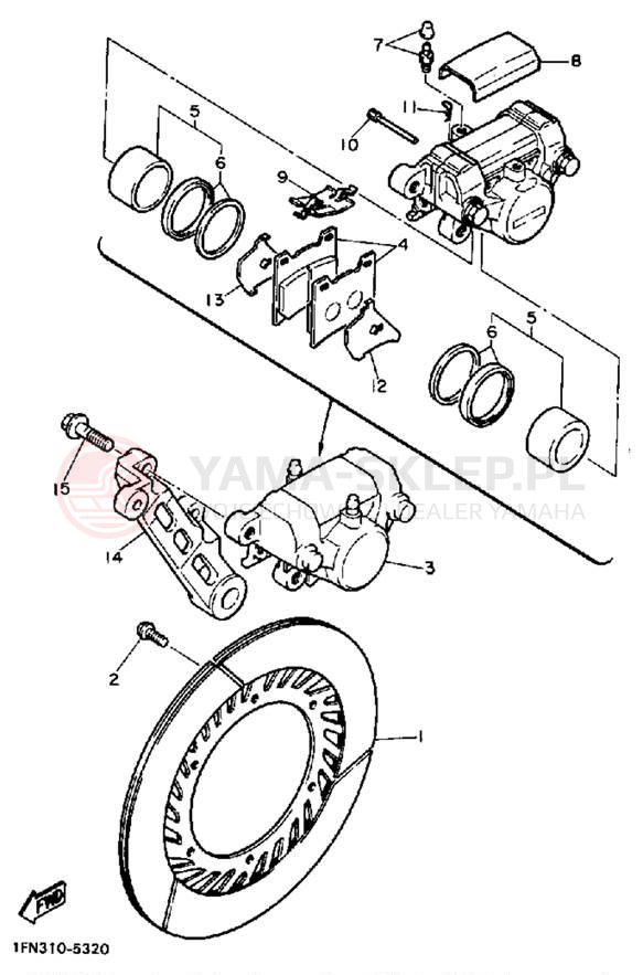 Schemat "Zacisk hamulcowy tylny" do Yamaha FZ750N