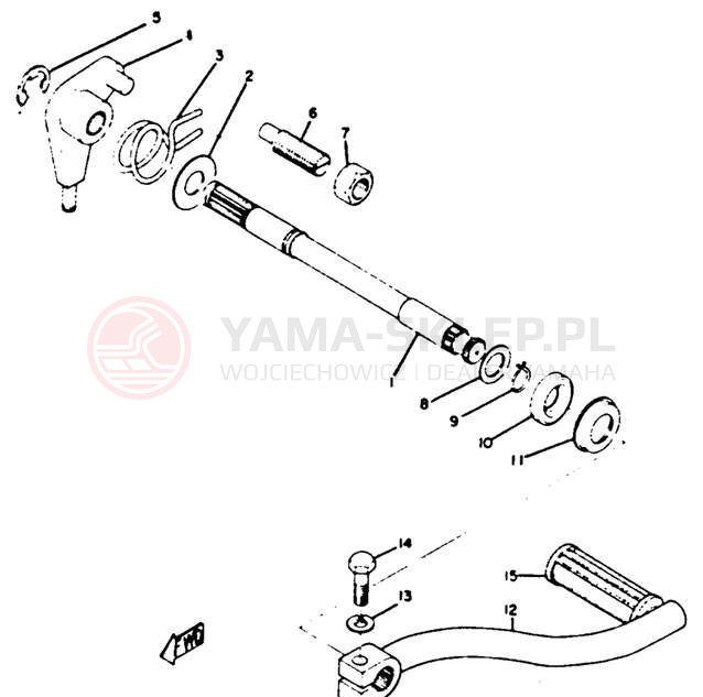 Schemat "Dźwignia zmiany biegów, wałek" do Yamaha TD2
