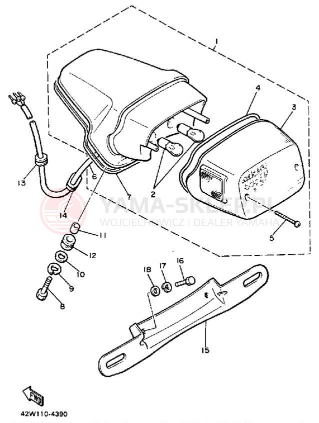 Schemat "lampa tył" do Yamaha VIRAGO 700 XV700L/XV700LC