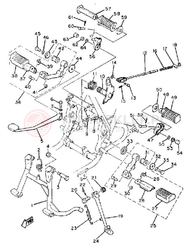 Schemat "Stopka postojowa i podnóżki" do Yamaha XS400G