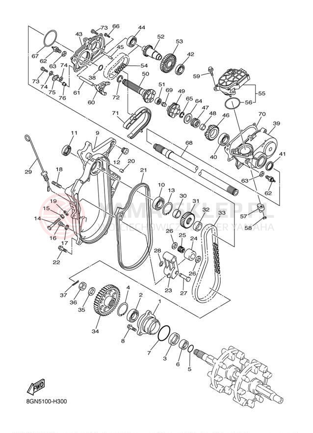 Schemat "Układ napędowy" do Yamaha VENTURE LITE PZ50VTDR