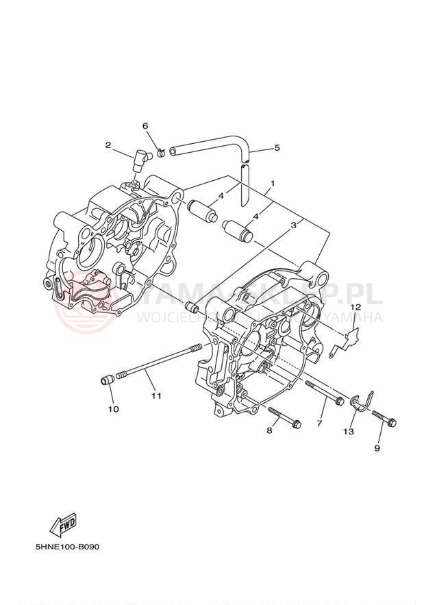 Schemat "Obudowa silnika" do Yamaha TTR90 TTR90ER