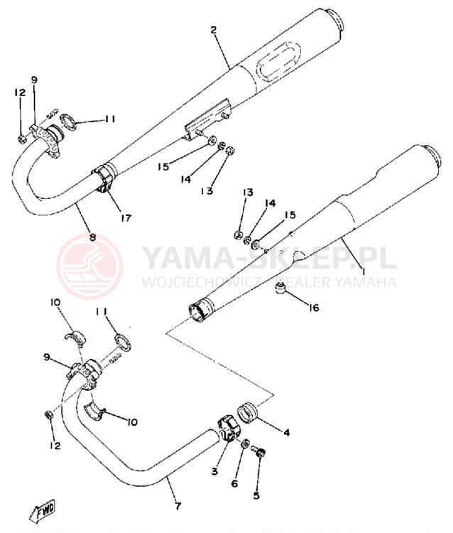 Schemat "Wydech końcowy" do Yamaha XS400D