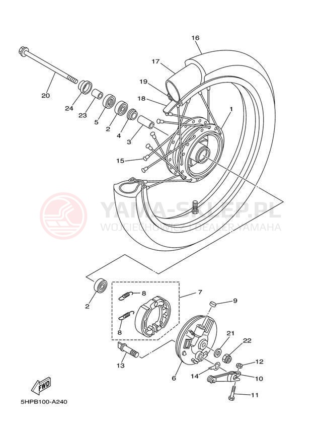 Schemat "Koło przód" do Yamaha TT-R125 TTR125S/TTR125LS