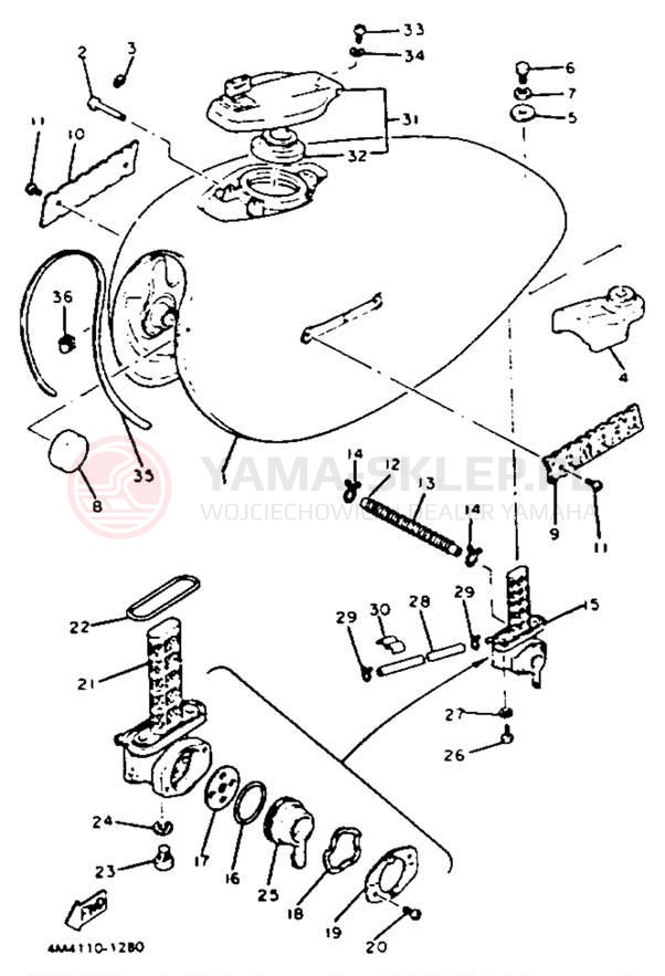 Schemat "zbiornik paliwa" do Yamaha XS650SK