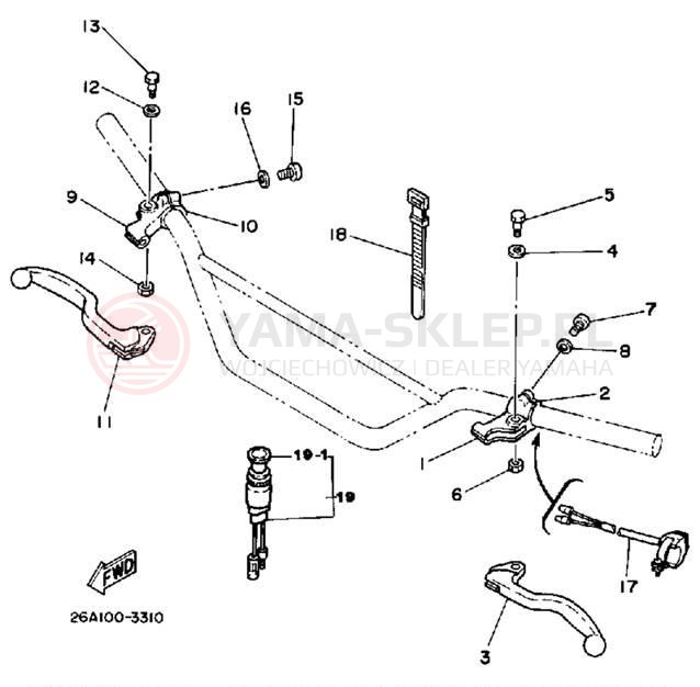 Schemat "Kierownica i osprzęt" do Yamaha IT490K