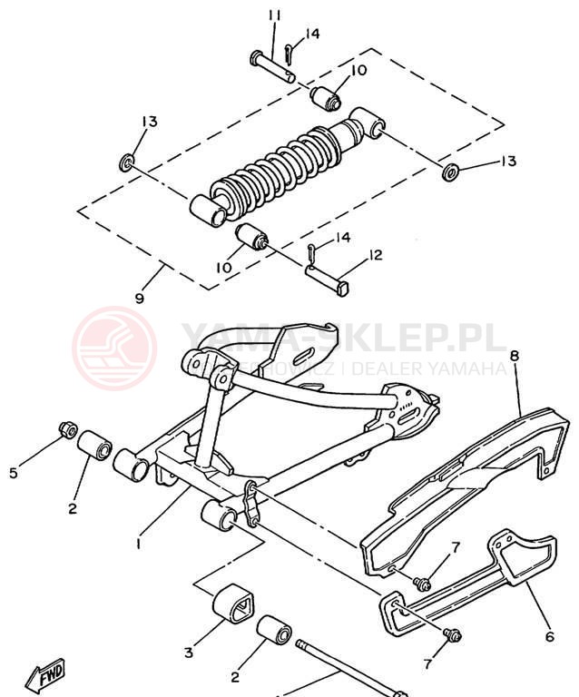 Schemat "REAR ARM - SUSPENSION" do Yamaha PW80 PW80L1