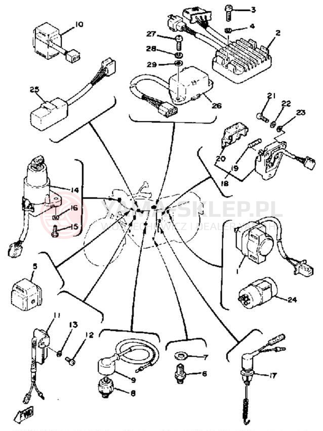Schemat "Kierownica i osprzęt" do Yamaha XS1100E