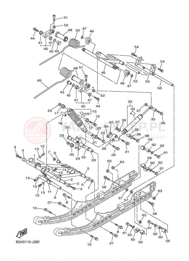 Schemat "Zawieszenie gąsiennicy" do Yamaha PHAZER GT PZ50GTBW