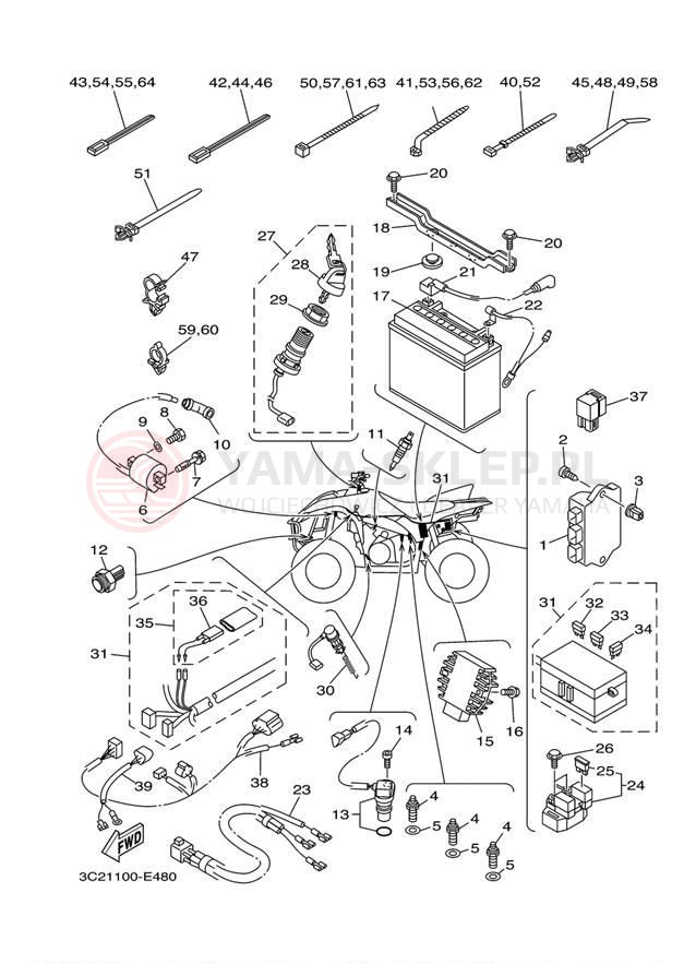 Schemat "układ elektryczny" do Yamaha WOLVERINE 450 4WD YFM45FXZW