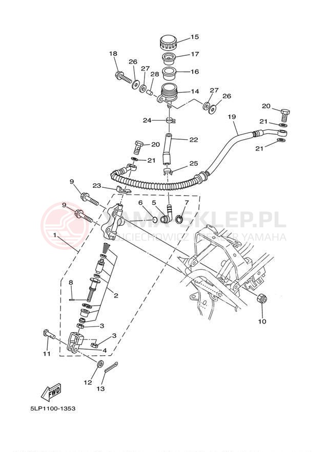 Schemat "Pompa hamulcowa tył" do Yamaha 660R RAPTOR YFM660RS