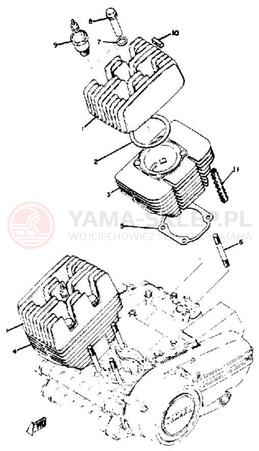 Schemat "głowica" do Yamaha RD350A